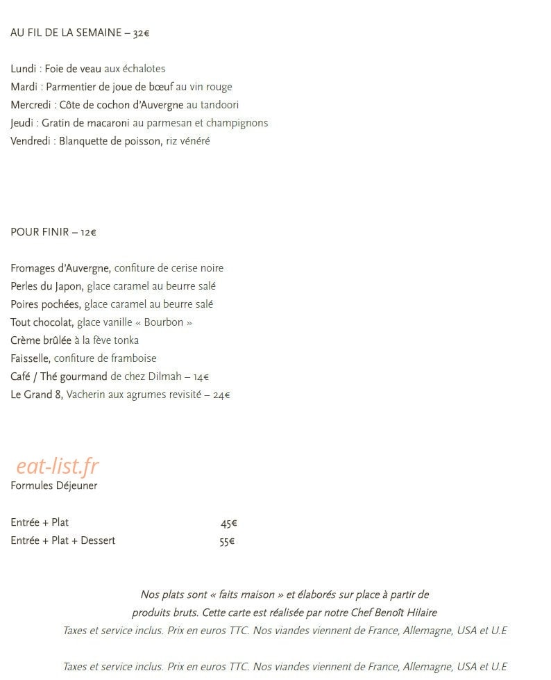 La Table du Huit — carte page 2
