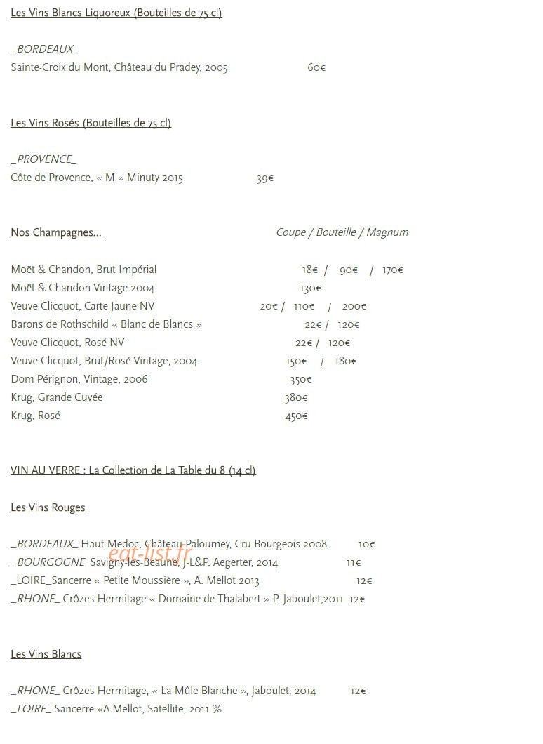 La Table du Huit — carte page 6