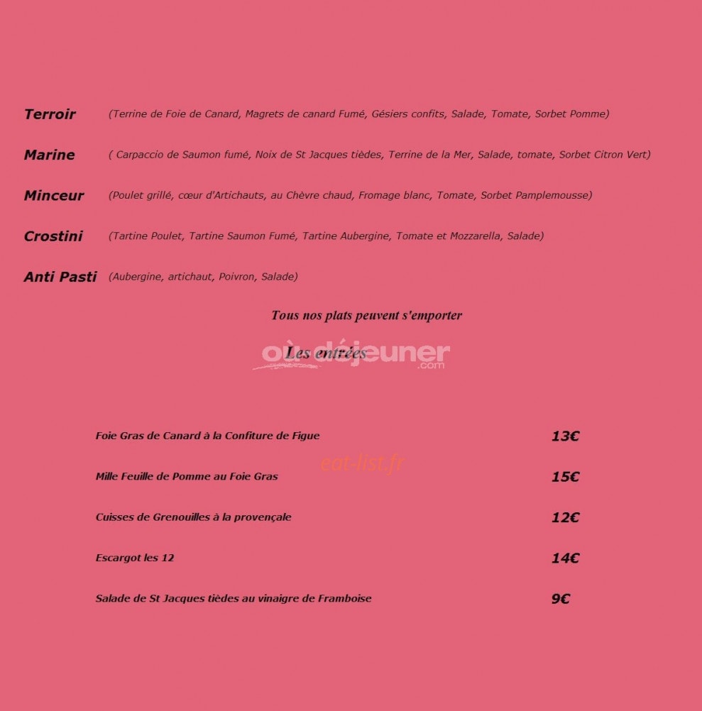 Le 27 Gourmand — carte page 1