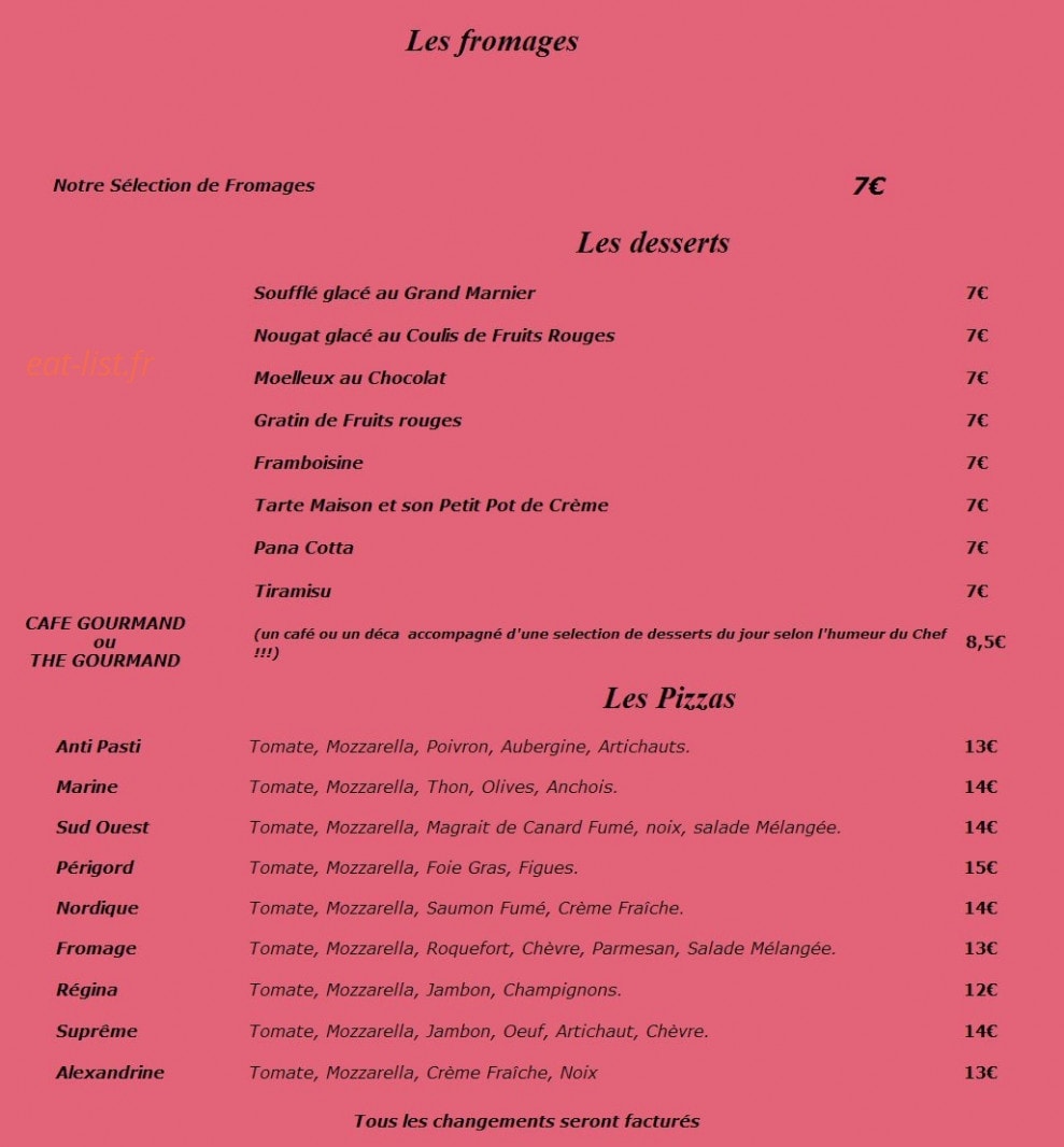 Le 27 Gourmand — carte page 4