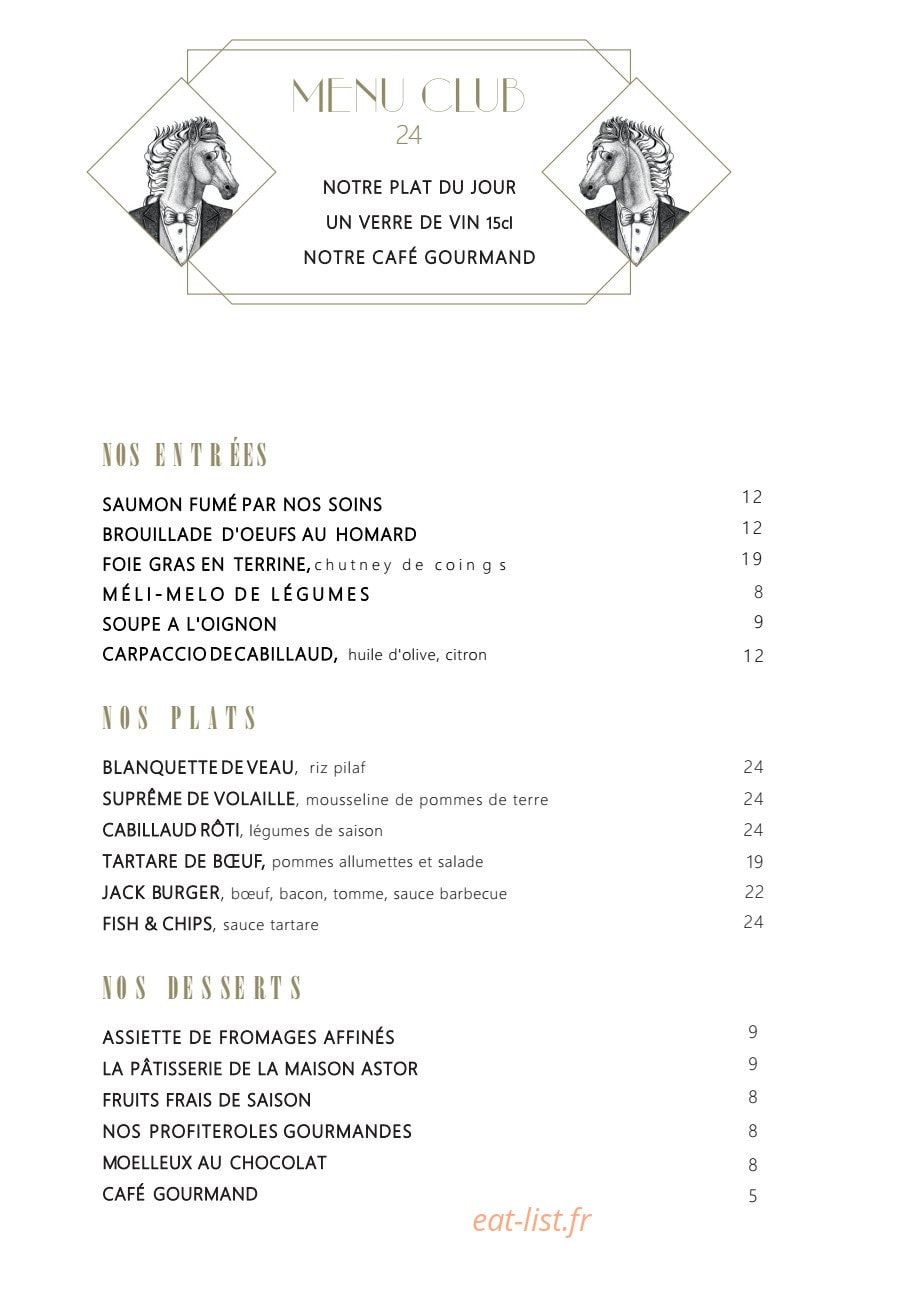 Le Bar Le Club — carte page 1