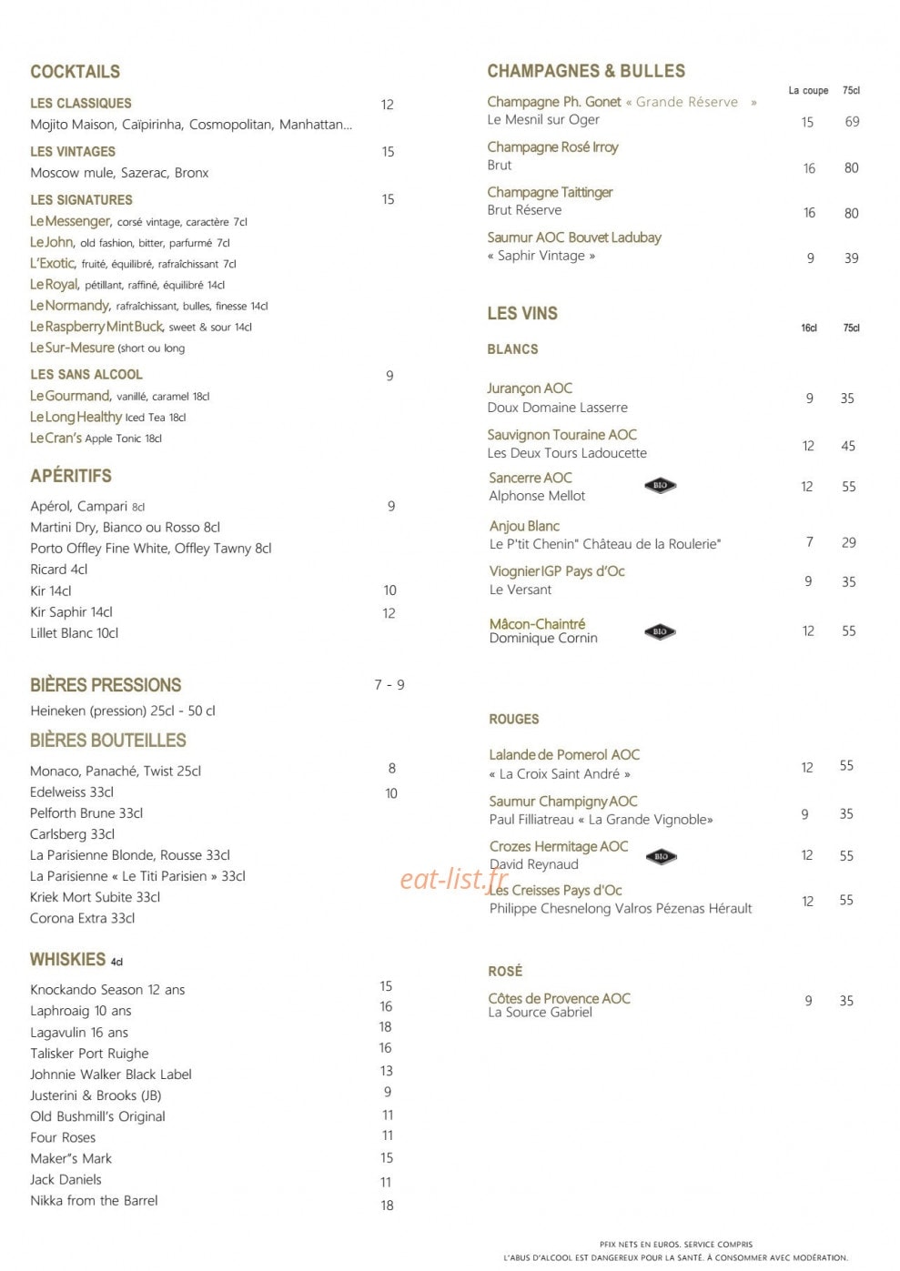 Le Bar Le Club — carte page 4