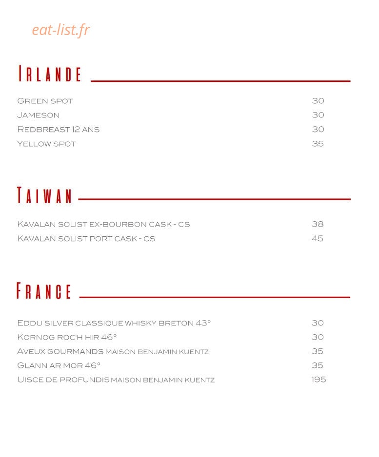 Le Bar Long — carte page 25