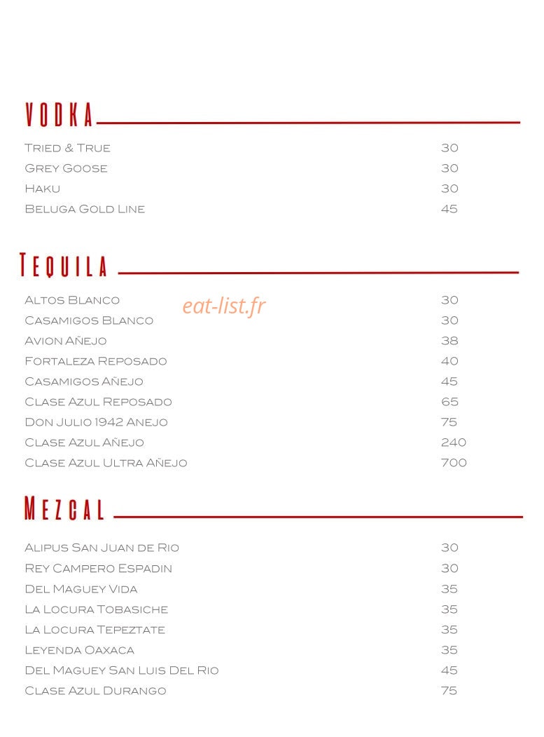 Le Bar Long — carte page 17