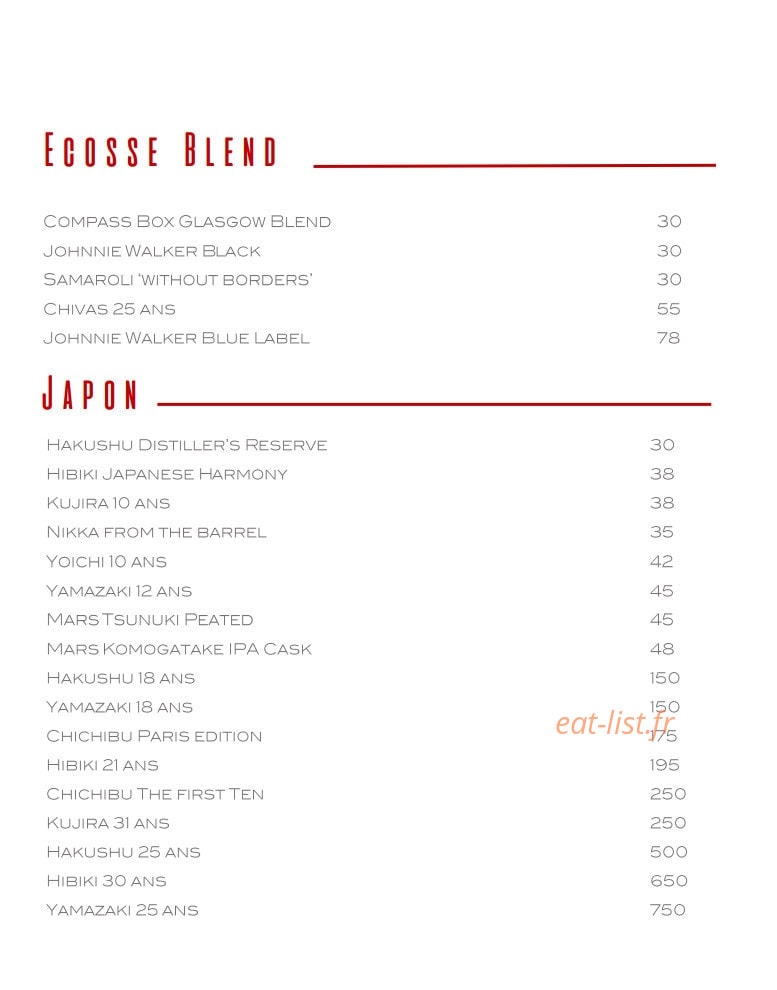 Le Bar Long — carte page 24