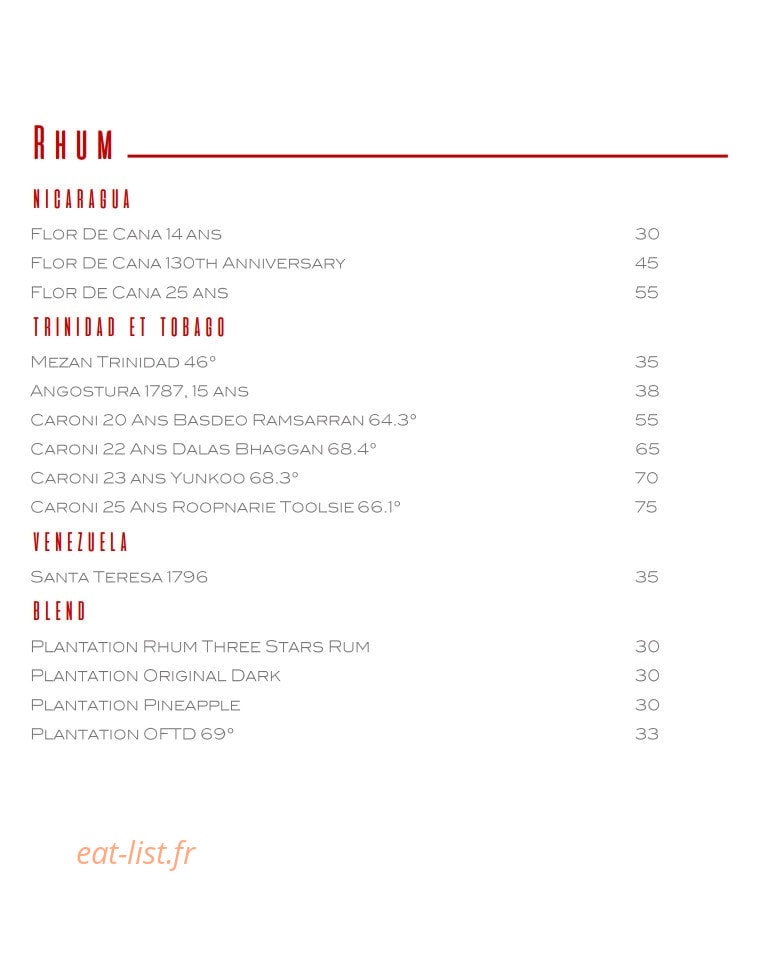 Le Bar Long — carte page 20