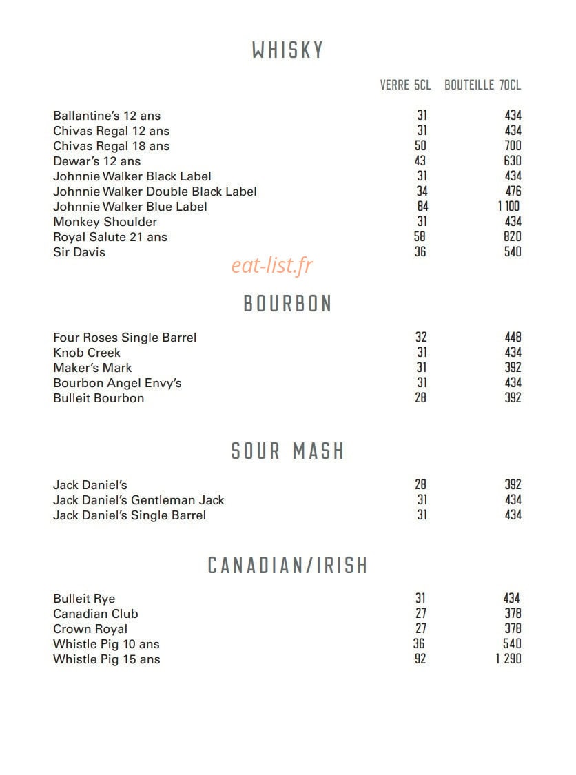 Le Bar — carte page 19