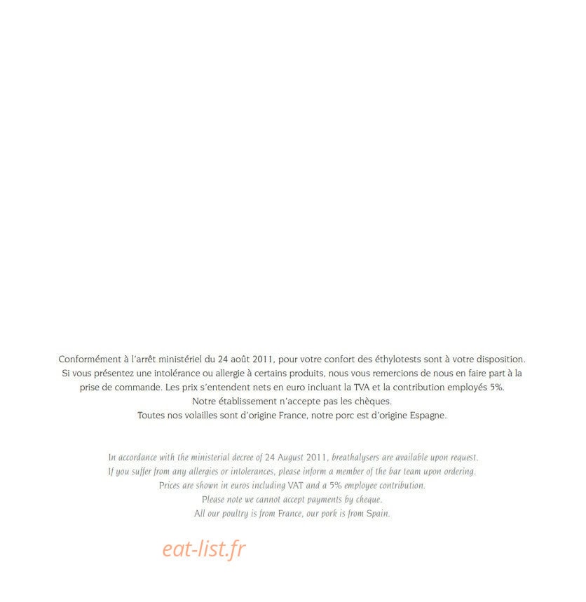Le Bar — carte page 23