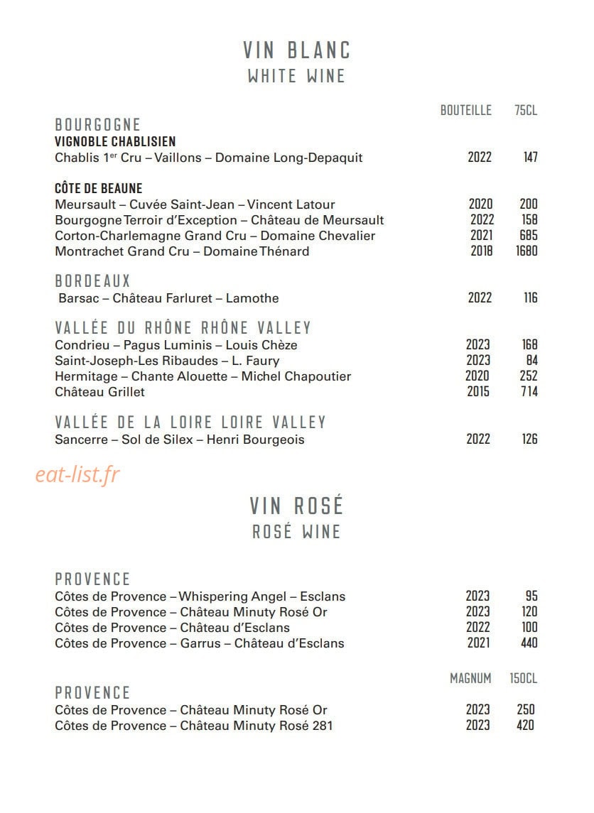 Le Bar — carte page 12