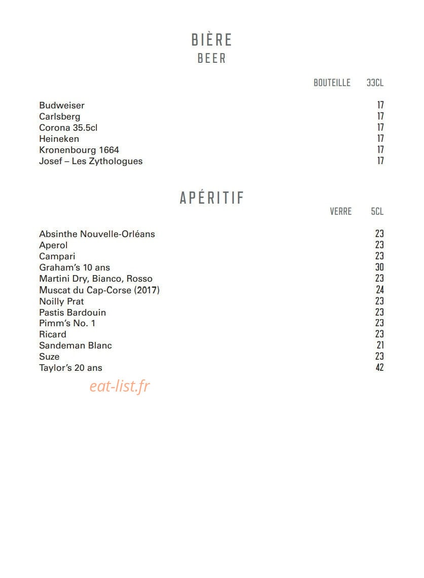 Le Bar — carte page 16
