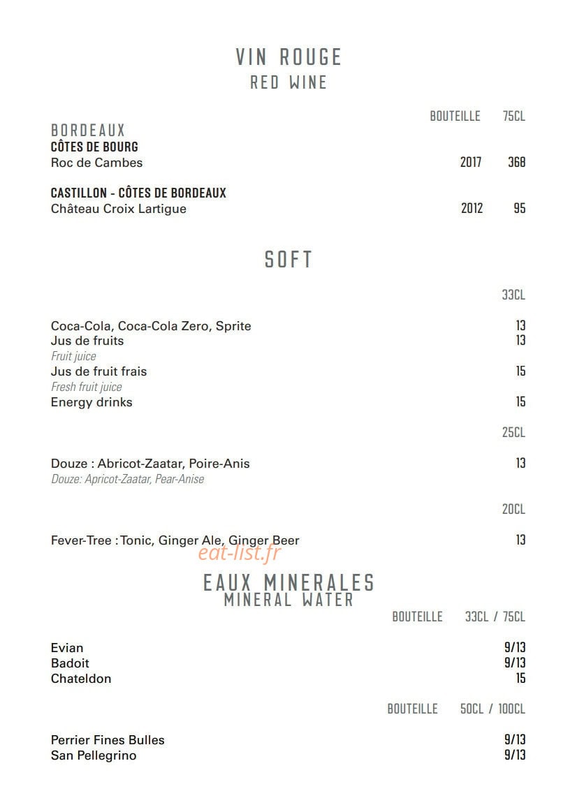 Le Bar — carte page 15