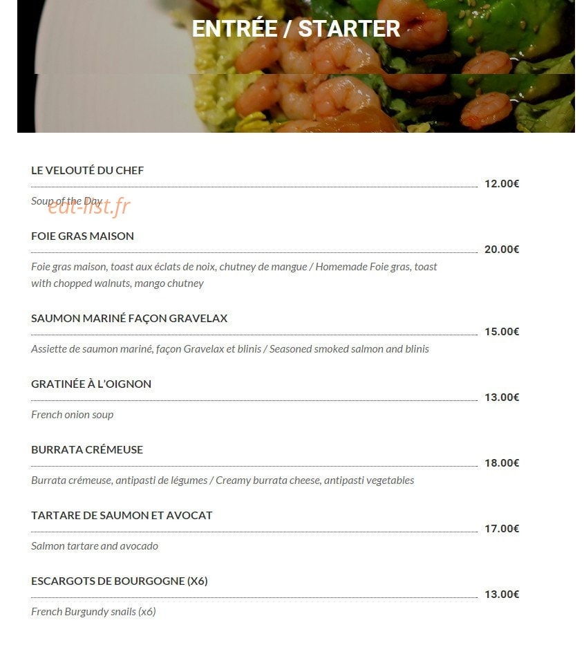 Le Bistro 25 — carte page 2