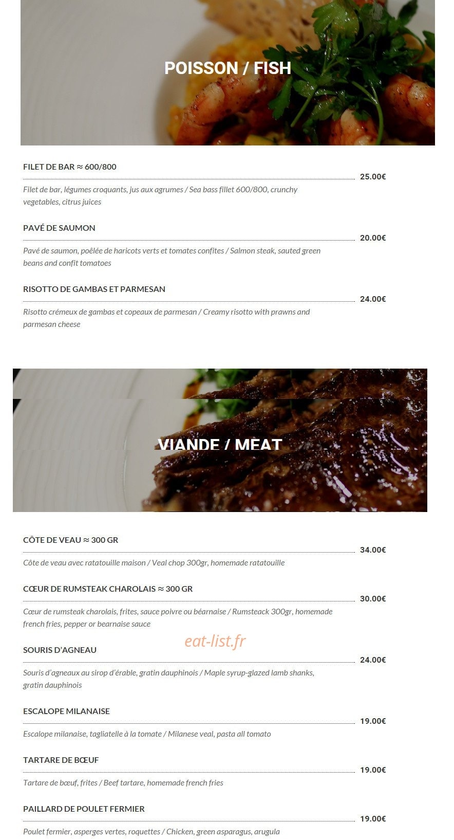 Le Bistro 25 — carte page 4