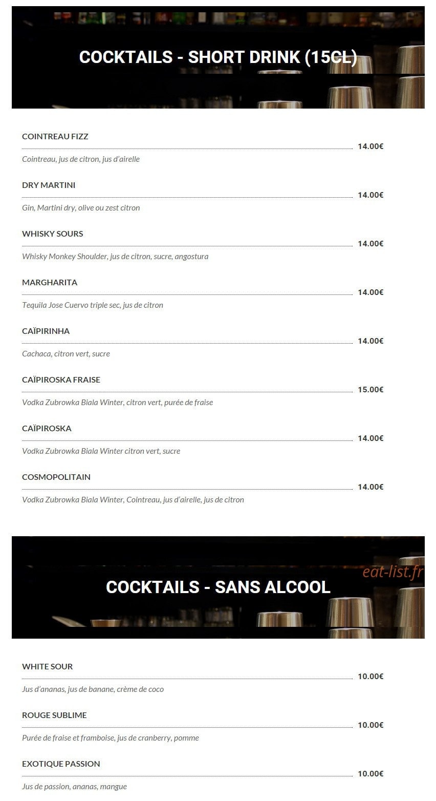 Le Bistro 25 — carte page 13