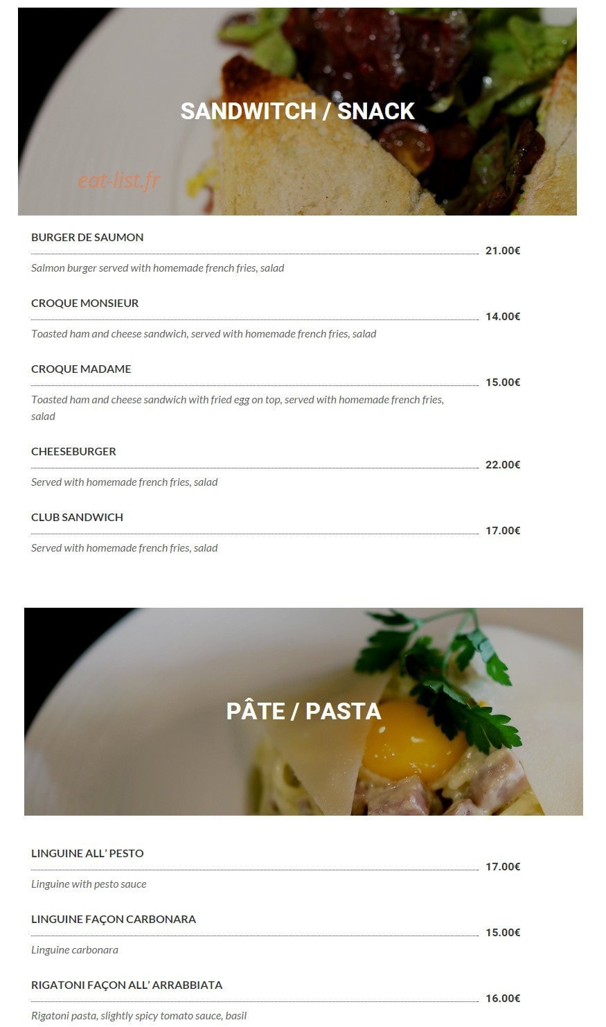Le Bistro 25 — carte page 6