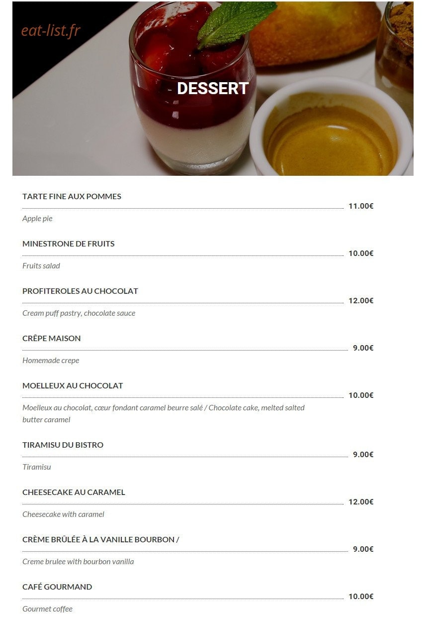 Le Bistro 25 — carte page 7