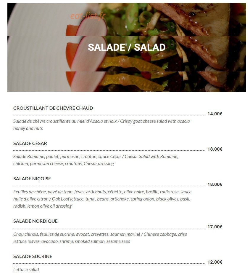 Le Bistro 25 — carte page 3