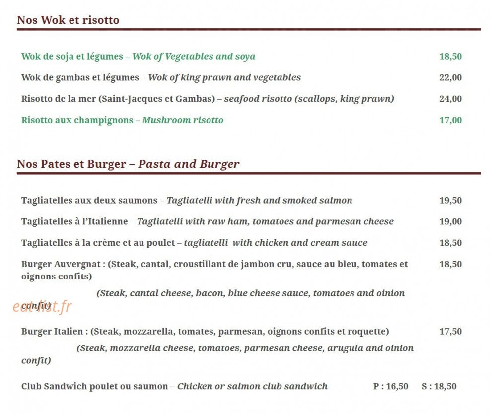 Le Bistro Marbeuf — carte page 3