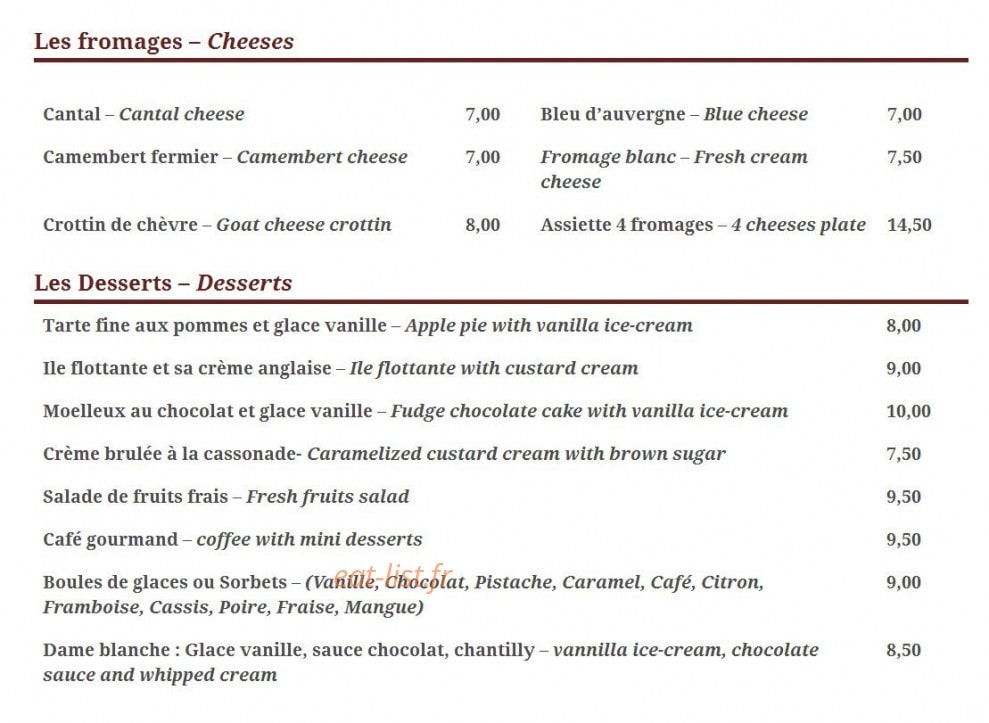 Le Bistro Marbeuf — carte page 4