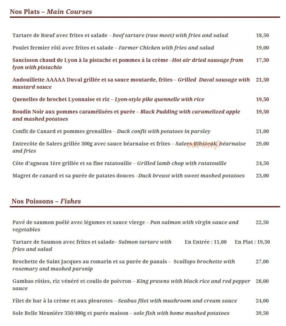 Le Bistro Marbeuf — carte page 2