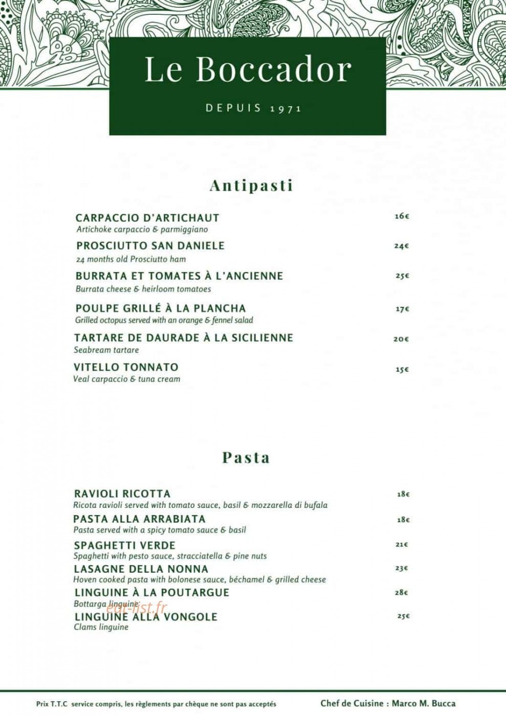 Le Boccador — carte page 3