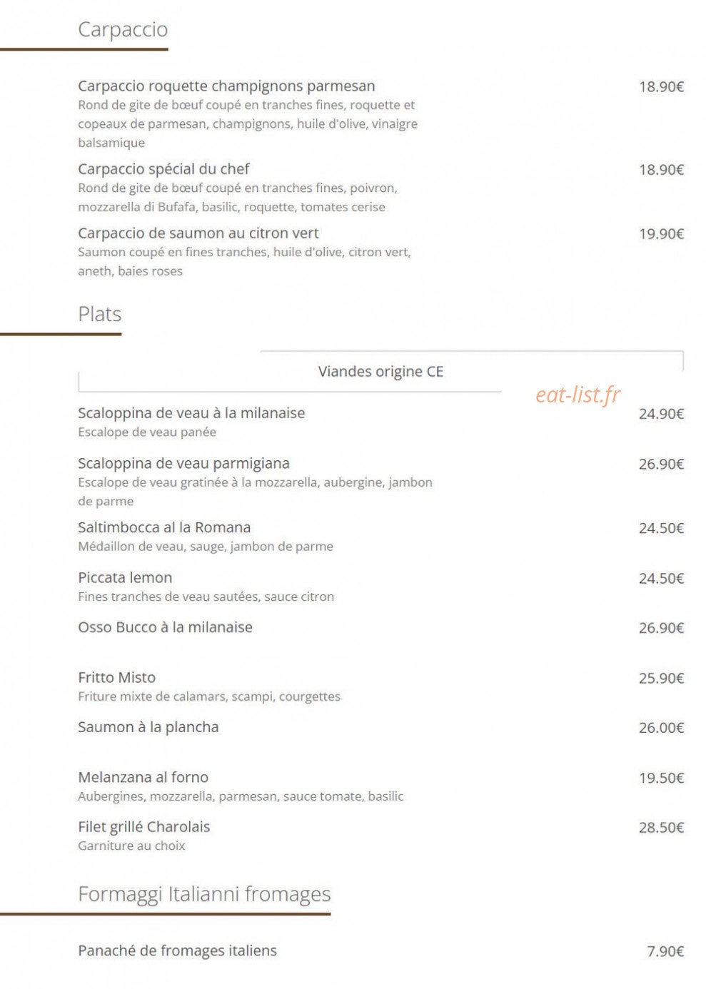 Le Carpaccio — carte page 3