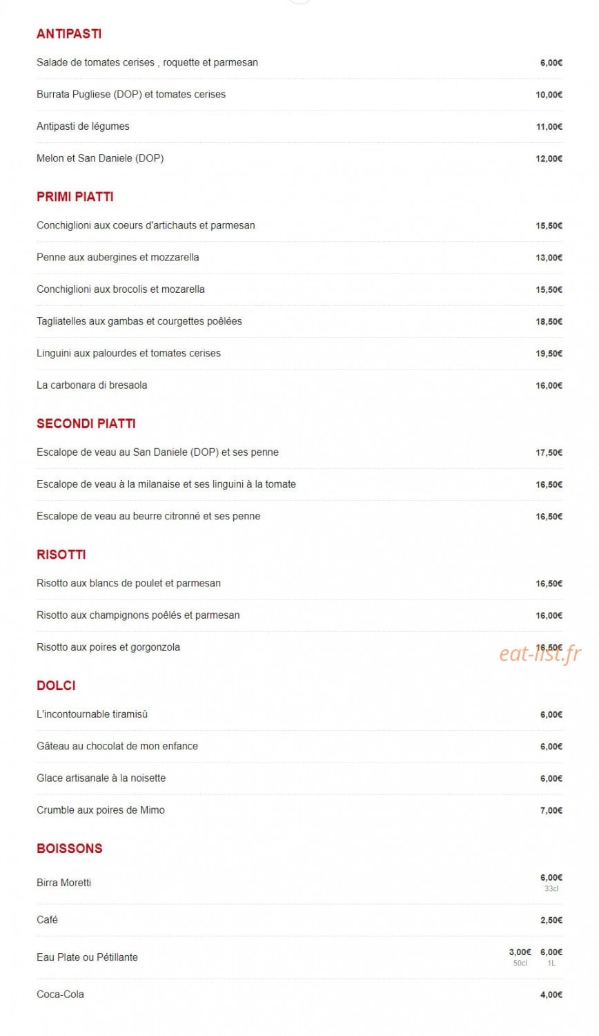 Le Comptoir de L'Artoise — carte page 1