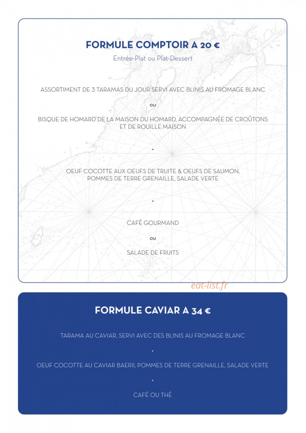 Le Comptoir du Caviar — carte page 2