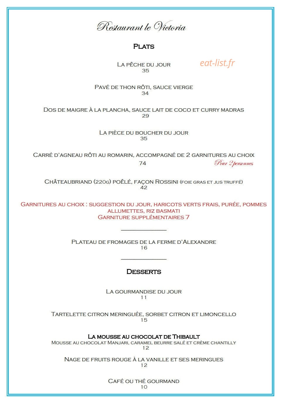 Le Victoria du Bedford — carte page 2