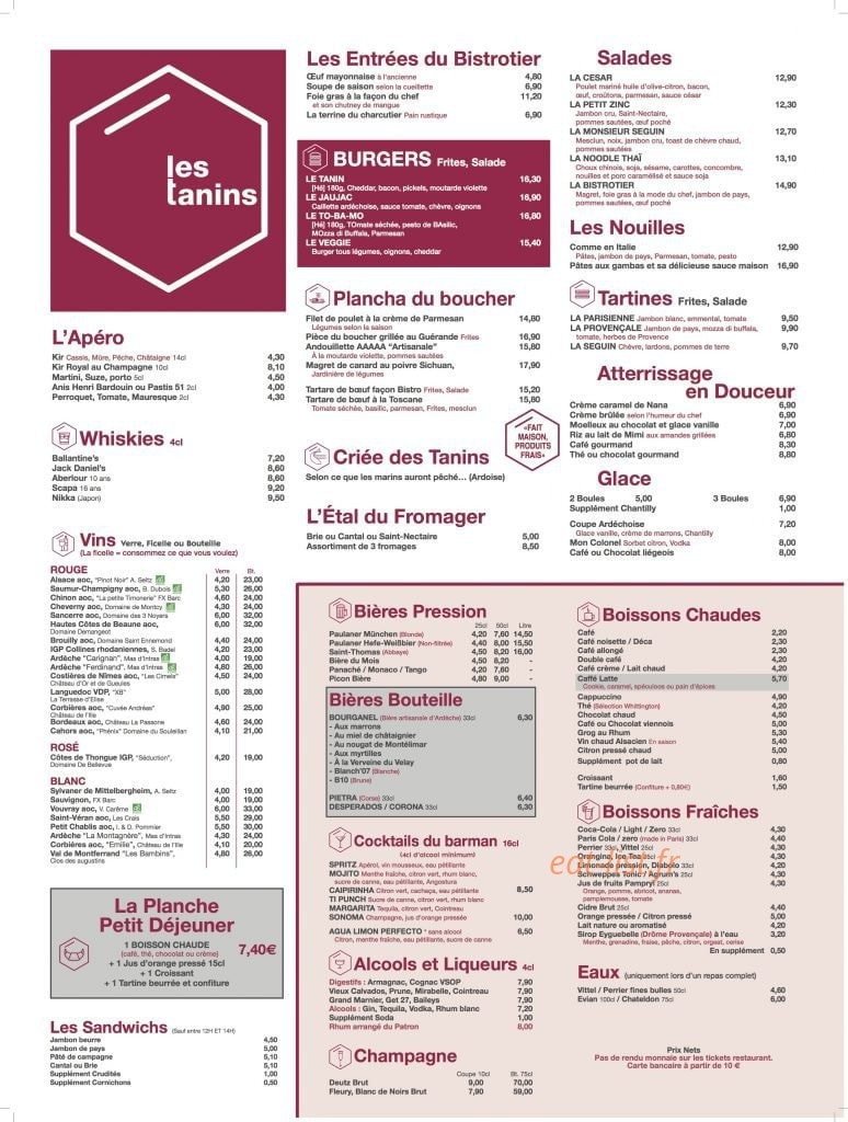 Les Tanins — carte page 1