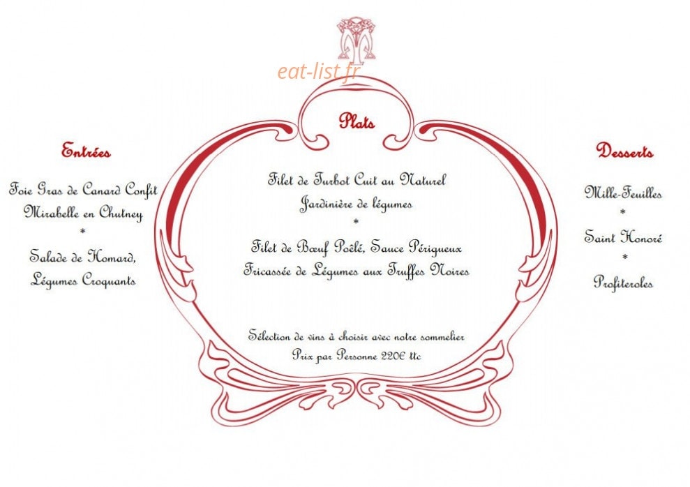 Maxim's de Paris — carte page 1