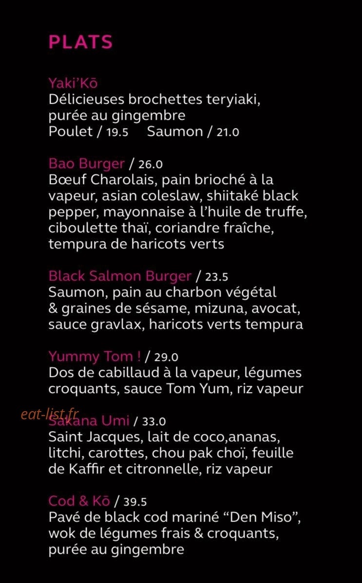 Miss Ko — carte page 2
