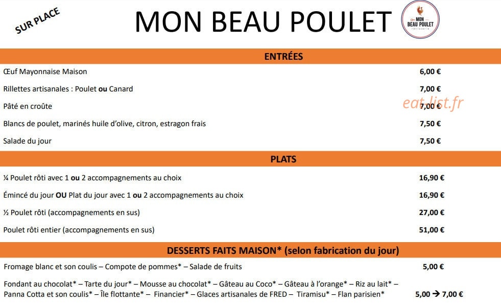 Mon Beau Poulet — carte page 1