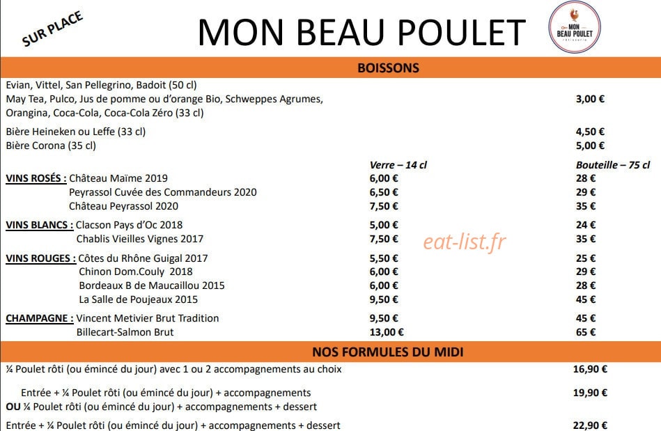 Mon Beau Poulet — carte page 2