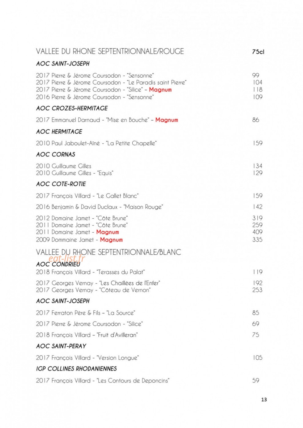 Monsieur Restaurant — carte page 15