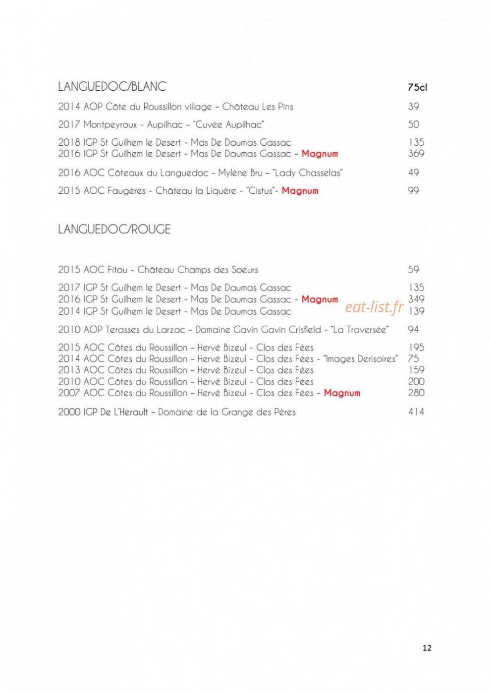 Monsieur Restaurant — carte page 14