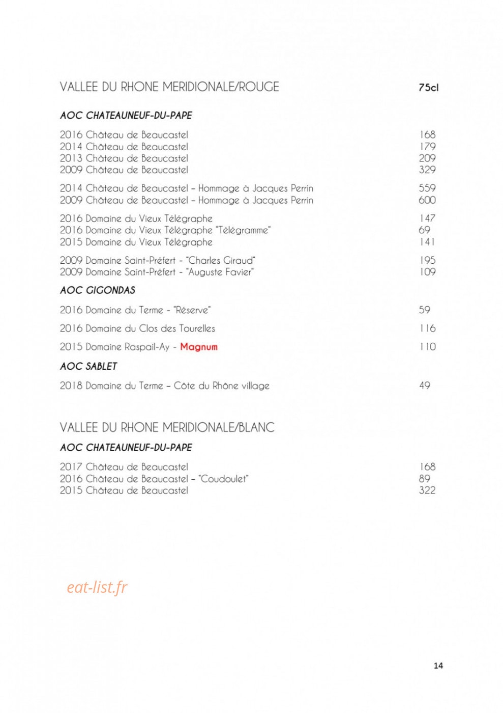 Monsieur Restaurant — carte page 16