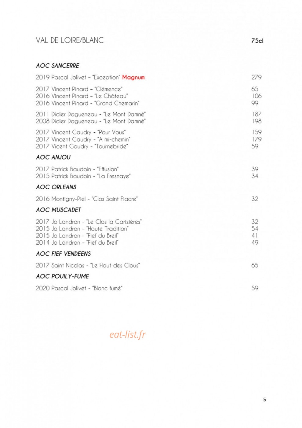 Monsieur Restaurant — carte page 7