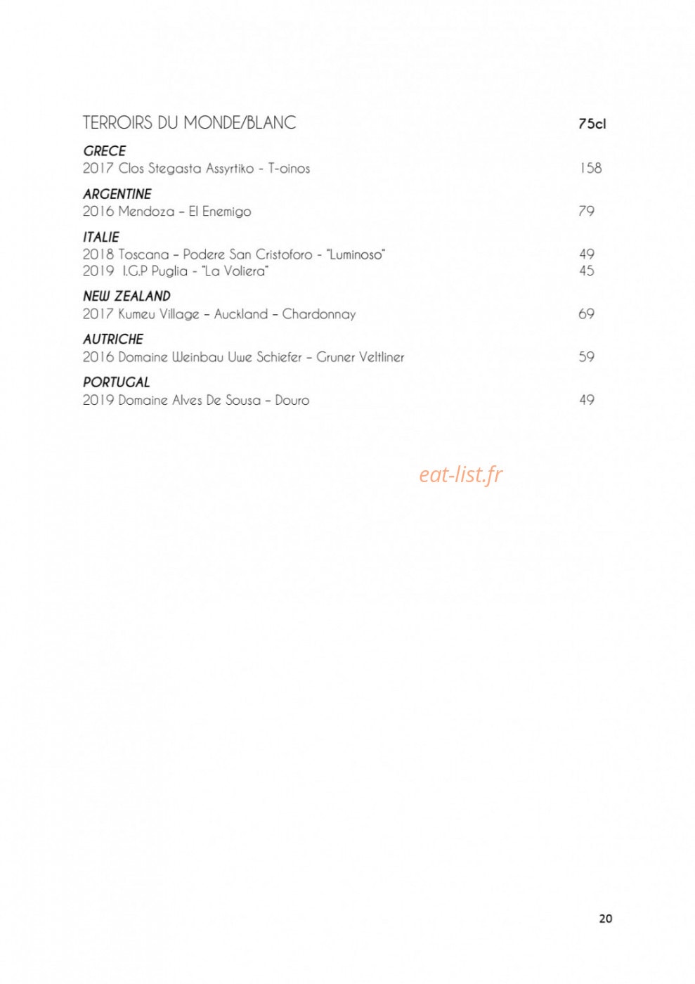 Monsieur Restaurant — carte page 22