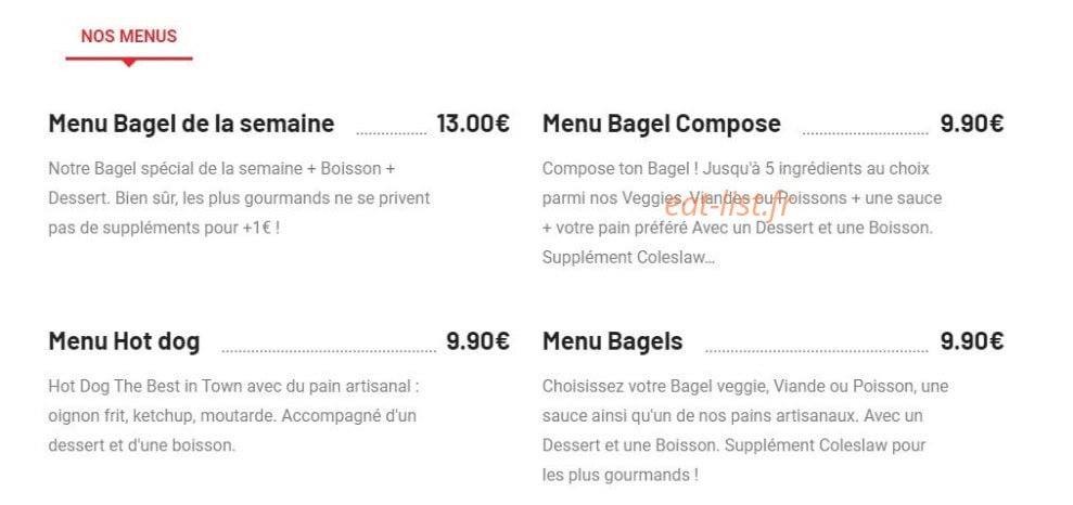 Nina’s Bagel & Salad — carte page 1