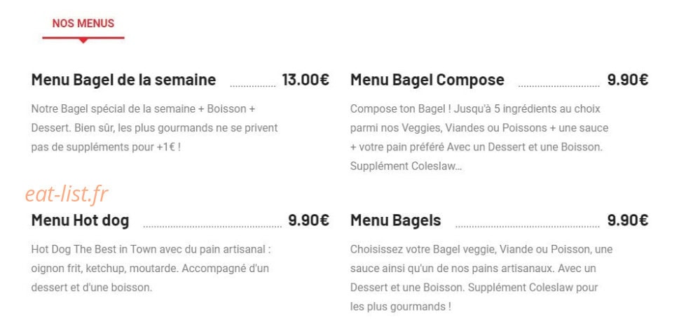 Nina's Bagel & Salad — carte page 1