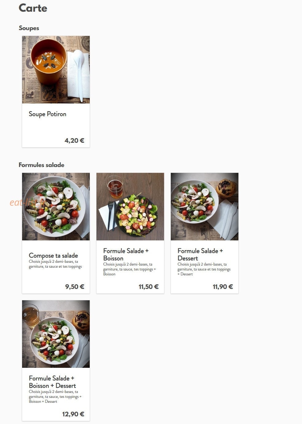 Okolo bagels et Salades — carte page 1