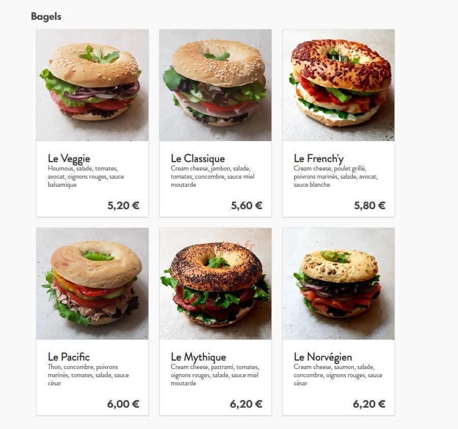 Okolo bagels et Salades — carte page 2