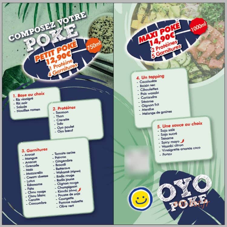 OYO Poke bowl — carte page 1