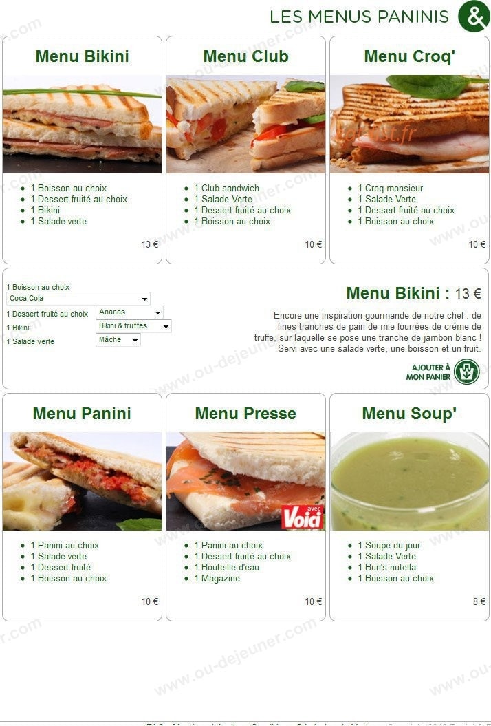 Panini Delivery à Paris 8 - menu en ligne