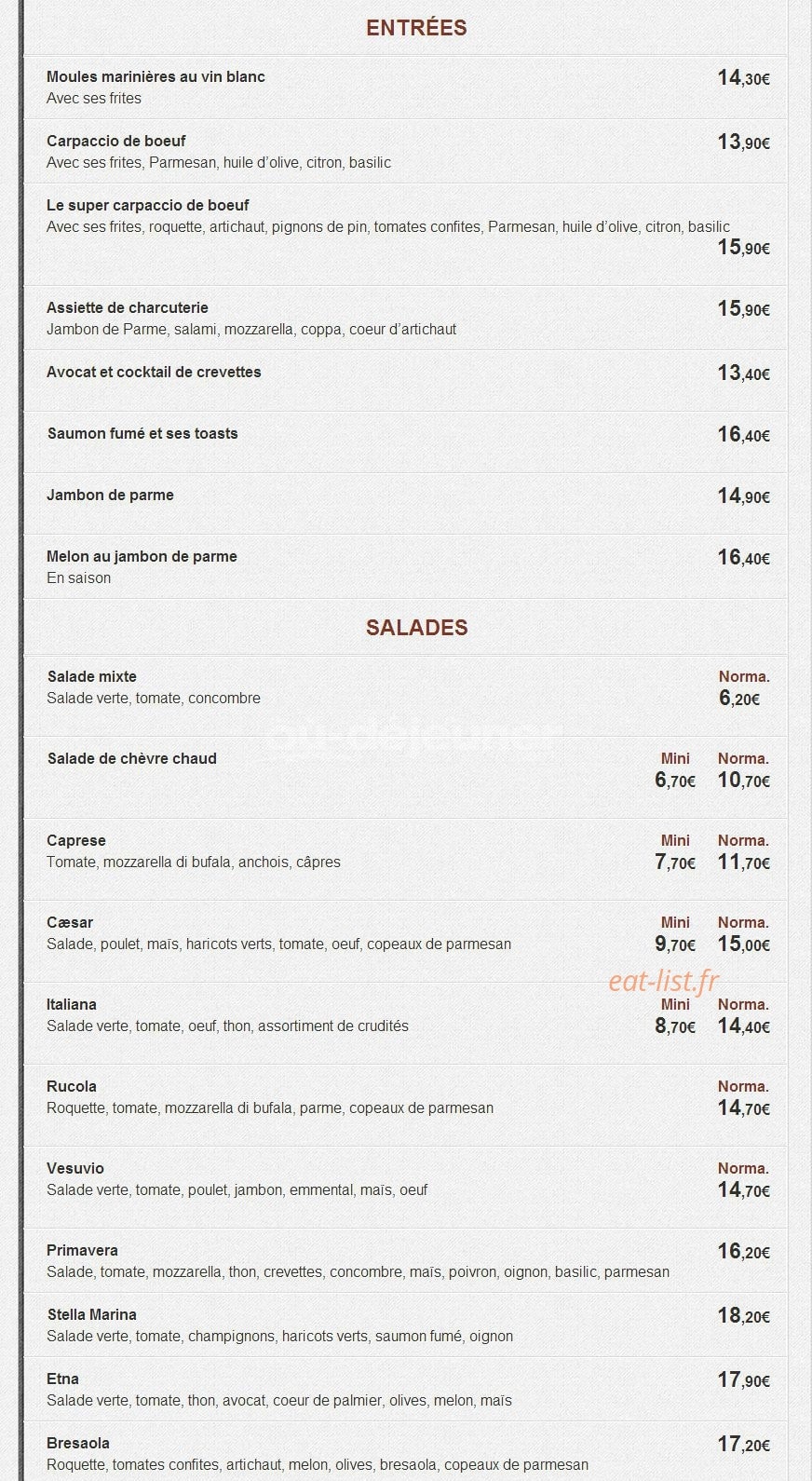 Pizza Vesuvio — carte page 5