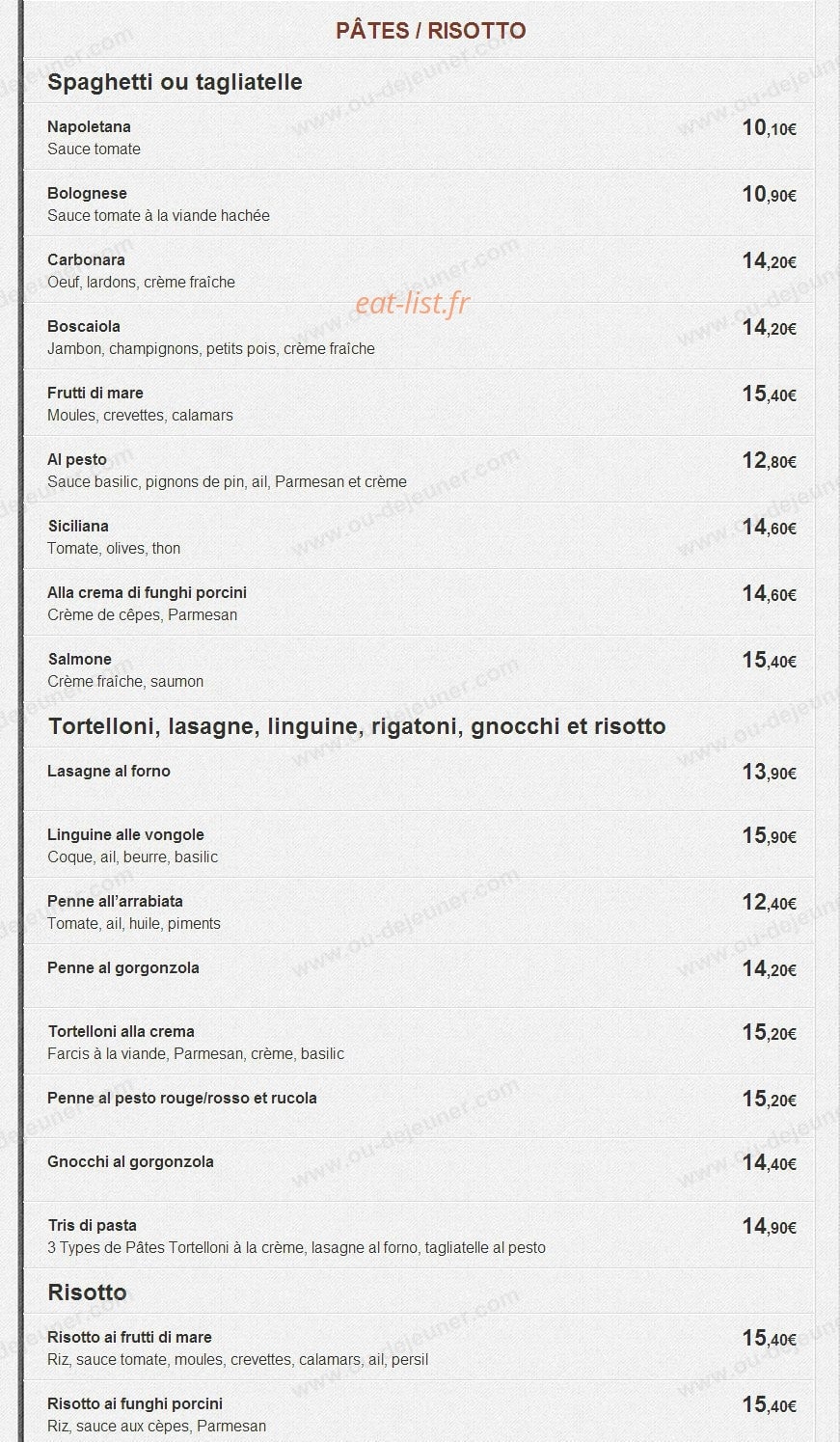 Pizza Vesuvio — carte page 8