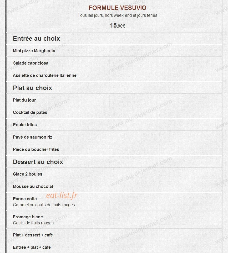 Pizza Vesuvio — carte page 2