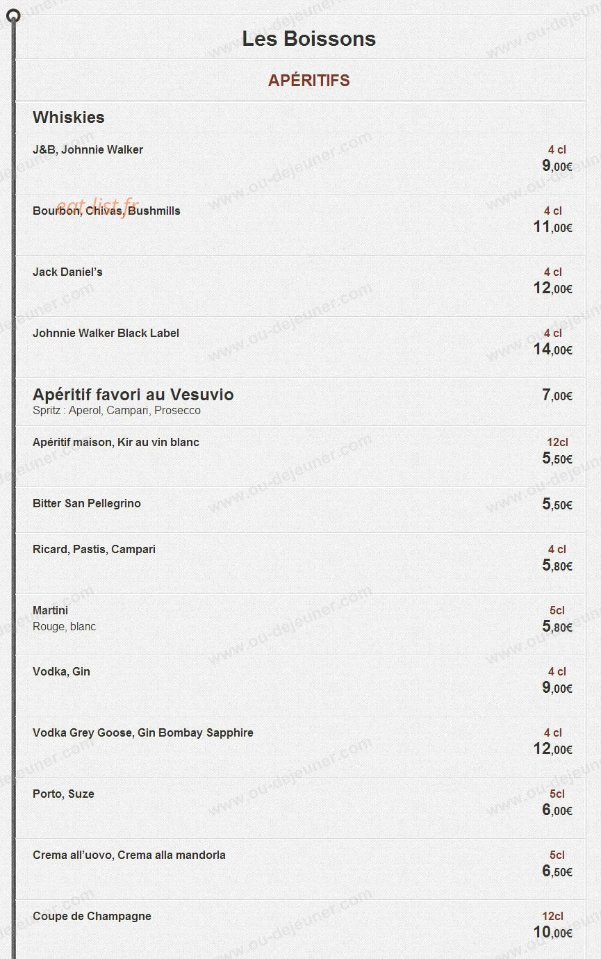 Pizza Vesuvio — carte page 14