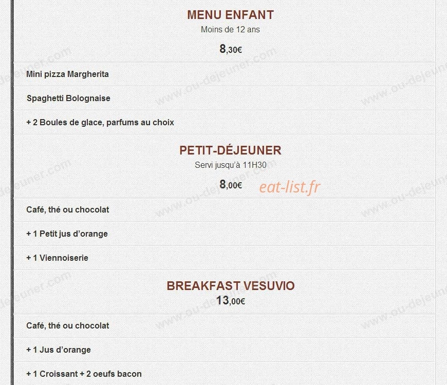 Pizza Vesuvio — carte page 4